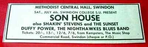 Son House/Duffy Power Swindon Gig Vintage ORIG 1970 Press/Mag ADVERT 3.5"x 1" - Picture 1 of 3