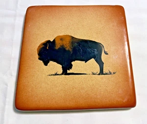 CUSTER STATE PARK SOUVENIR BÚFALO CERÁMICA TRIVET, LULU EL OSO - Imagen 1 de 4