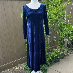 Vintage CDC Caren Desiree & Co Crushed Velvet Maxi Dress Witchy Goth Y2K size 6 - Picture 1 of 14