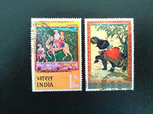 INDIA USED STAMPS 1973 INDIAN MINITURE PAINTINGS 1 & 2re. SG683-4. - Picture 1 of 1
