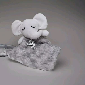 Baby By Bon Bebe Security Blanket White Grey Elephant Swirl Lovey Unisex - Picture 1 of 5