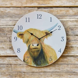Highland Cow Clock Garden Indoor Outdoor Weather Resistant Farmhouse Decor - Picture 1 of 3
