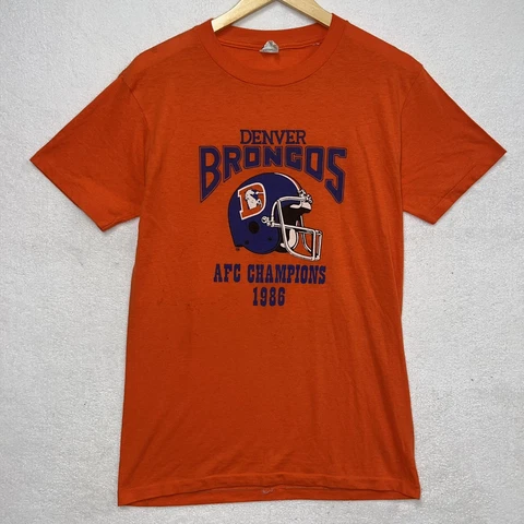 Vintage 80s Denver Broncos 1986 AFC Champion Nfl Football T Shirt - Large Cover
