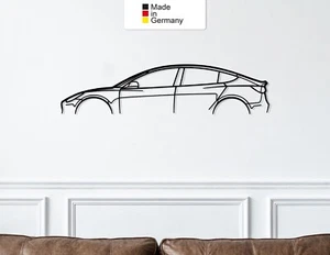 für Tesla Model 3, Metall Wandbild, Wanddeko, Auto Silhouette, Metal Wall Art - Bild 1 von 9