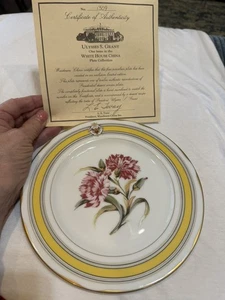 White House Dessertteller Ulysses S Grant Presidential COA Woodmere China #1309 - Bild 1 von 6