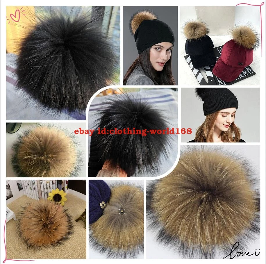 GREENFOREST168 Luxus Pelz Bommel 8-19cm 100% Echte Fell Pompon für Mütze DIY Handarbeit Winter