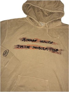 Morgan Wallen Hoodie XL Tan Embroidered I’m The Problem Tour 25 Merch NEW *flaws - Picture 1 of 13
