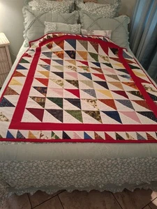 Homemade Patchwork Lap Quilt 30"x55" Throw Fleece Back nice & warm NEW - Picture 1 of 5
