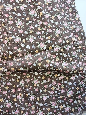 Brown Petite Ditsy Tiny Floral Sewing Quilt Fabric Vtg 44"w X 2yds 50s 60s - Image 1 of 4