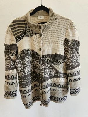 ARA Vintage Womens Cardigan Button Down Textured 100% New Wool Embroidered Coogi - Image 1 of 4