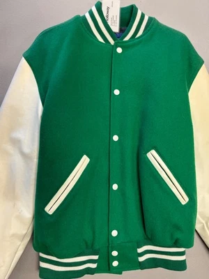 New Holloway Award Athletic Letter Jacket, Kelly Green/White, Adult Medium - Image 1 of 3