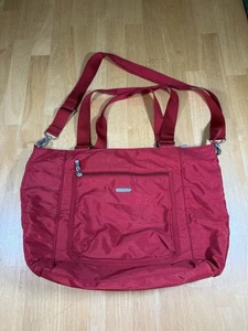 BAGGALLINI Red Tote Laptop Travel Bag Detachable Crossbody Strap - Picture 1 of 11