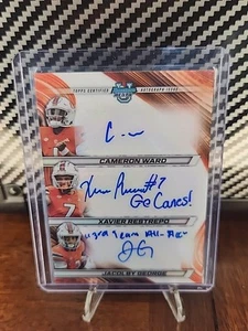 2024 Bowman U Best Triple Auto #1/5 - Cam Ward, Xavier Restrepo, Jacolby George - Foto 1 di 3
