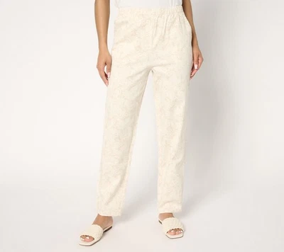 Denim & Co. Women's Petite Pants PXL Original Waist Printed Side White A685012 - Image 1 of 4