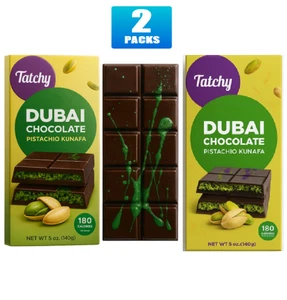 2x Dubai Tatchy Chocolate Pistachio Bar Kunafa - 5oz Each - Picture 1 of 5