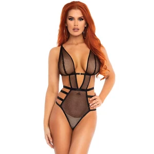 Leg Avenue Fishnet Strappy G-string Teddy with Adjustable Straps FAST & FREE - Picture 1 of 2