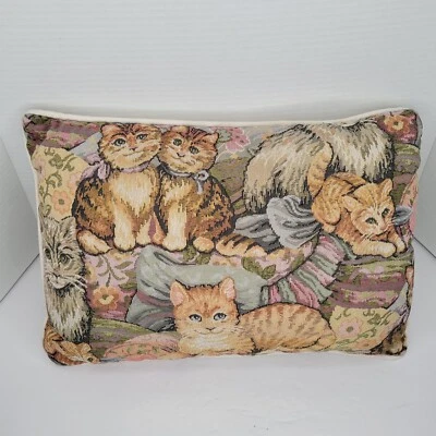 Tapestry Cat Cats Decorative Throw Pillow 16" X 12" Cat Lover Rectangle - Image 1 of 4