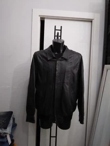 VERA PELLE giacca in vera pelle usato uomo man Tg 58 nero XYC906L - Picture 1 of 12