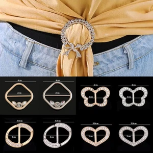 T-shirt Clips Metal Scarf Clips Ring Fashion Alloy Pearl Rhinestone Clip Buckl_ - Picture 1 of 24