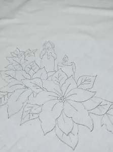 Tablecloth to embroider cotton lace edge POINSETTIA embroidery CSO126 - Picture 1 of 1