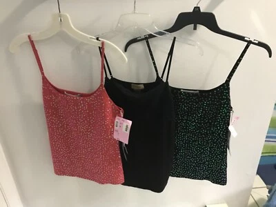 Classiques Entier KnitTank Top -L- Sequins Sleeveless Silk Nylon~lot of 2 + 1NWT - Image 1 of 4