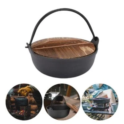 Cast Iron Hanging Pot Nabe Sukiyaki Pot Cooking Campfire Cookware Outdoor with - Image 1 of 4