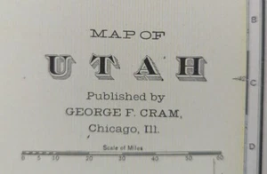 Vintage 1902 UTAH Map 14"x22" ~ Old Antique Original OGDEN SALT LAKE CITY SANDY  - Picture 1 of 9