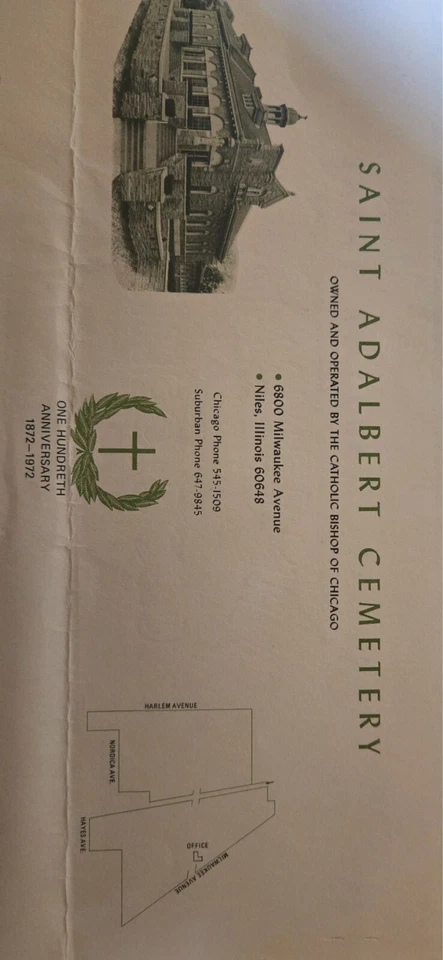 Single Burial Plot, Niles Illinois.  St. Adalbert Cemetry - Image 1 of 1