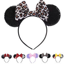 Sequin Bow Mickey Minnie Mouse Hairband Women Girls Princess Ear Headbands Gift~