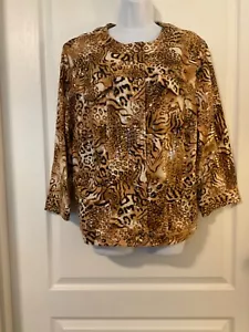 Ruby Rd Jacket Animal Print Front Button Long Sleeve Size 18W -B38 - Picture 1 of 12