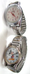 (2) VINTAGE MICKEY MOUSE UHREN - SILBER - MIT & OHNE CHARAKTER, 100 FUSS WASSER RES - Bild 1 von 2