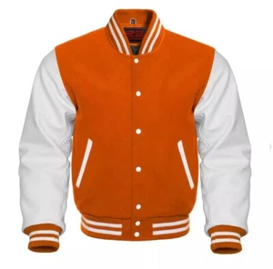 Varsity Letterman Wool & Real Cowhide Leather Sleeves High Quality Bomber Jacket - Picture 1 of 3