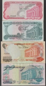 1969-1971 South Vietnam Four National Banknotes Watermark Pick 24a,25a,28a,29a - Picture 1 of 6