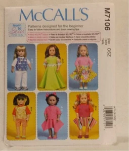 McCalls M7106 Variation Outfits Tops Dress Pants Shorts + for 18" American Doll - Picture 1 of 12