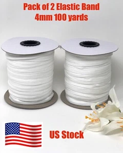 Set Of 2 Flat Elastic Braided for face mask 4 mm 100 Yards DIY Ear Band Loop - Picture 1 of 6