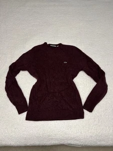 Maglione girocollo Lacoste donna rosso vintage maglia pura lana - Foto 1 di 11