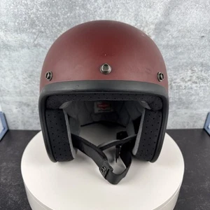 Biltwell Bonanza Motorcycle Helmet Matte Maroon Open Face - Size Small 55-56 CM - Picture 1 of 11