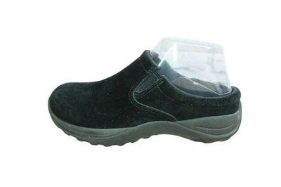 Tamancos femininos LL Bean camurça preta 6 largos casual conforto slip on mula anabela - Imagem 1 de 4