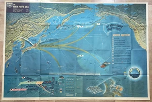 Segunda Guerra Mundial el Pacífico Norte y el Mar del Norte 1944 gran mapa pictórico de pared - Imagen 1 de 24