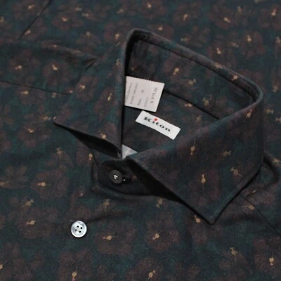 Kiton NWOT Casual Button Down Shirt Size M US In Green Floral 100% Cotton - Image 1 of 4