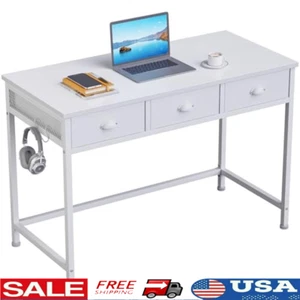 Small Computer Desk W/ 3 Drawers Hooks Writing Study Gaming Vanity Table New - Picture 1 of 6