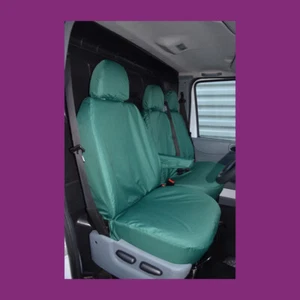 Ford Transit Van 2000-2013 Tailored Waterproof Green Front 3 Seat Covers UK Made - Picture 1 of 3