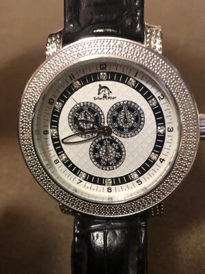 Reloj Techno Master Hombre TM-2132 - Negro Blanco Plateado Esfera Cronógrafo Cuero Foto 1 de 4