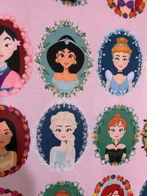 Disney Princess Photo Frame Pink Nylon PolyesterFabric 3 Yards 2- 1.5 yd Pieces - Image 1 of 4