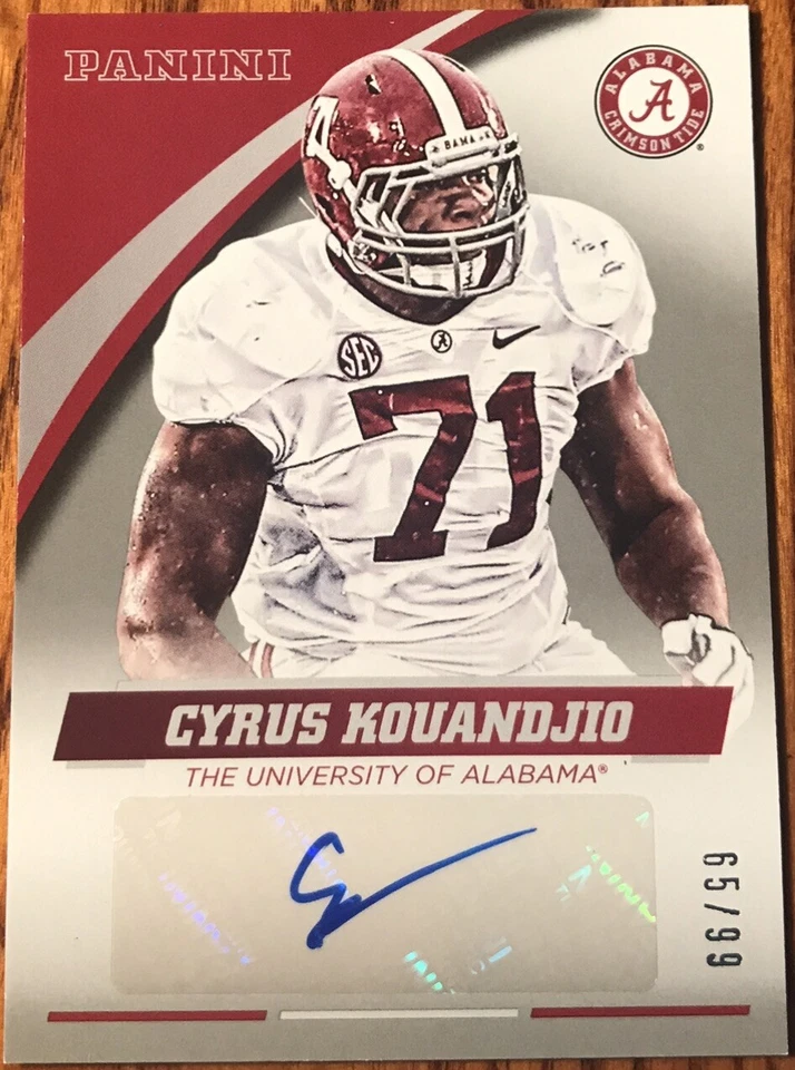 2015 Panini Alabama Team Collection Autograph #’d 65/99 Cyrus Kouandjio CK-AL - Image 1 of 2