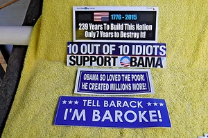 4 PAK ANTI BARACK OBAMA LG POLITICAL BUMPER STICKERS! 239 YEARS, BAROKE, VINTAGE - Picture 1 of 1