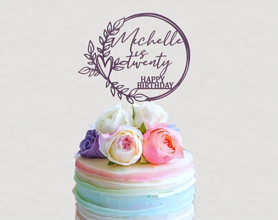 Topper de bolo de grinalda personalizado, Topper de bolo de redação personalizada, Topper de bolo de batismo - Imagem 1 de 4