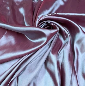 PINK GRAY TAFFETA FAUX SILK FABRIC 60"W DRAPE DRESS CRAFT DECOR CURTAINS - Picture 1 of 4