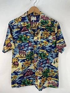 Vintage 70s Hawaiian Shirt Wide Collar Waikiki Polyester Korea SZ M - Picture 1 of 23