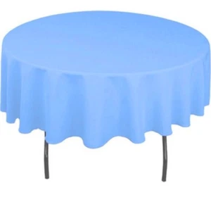 FABRIC LINEN TABLECLOTH - OBLONG 66 X 51 - LIGHT BLUE - SOLID COLOR - Picture 1 of 3